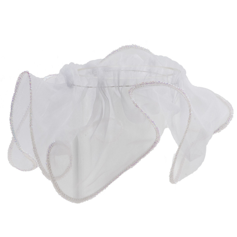 TUL RIZADO CON GOMA BLANCO D 14CM
