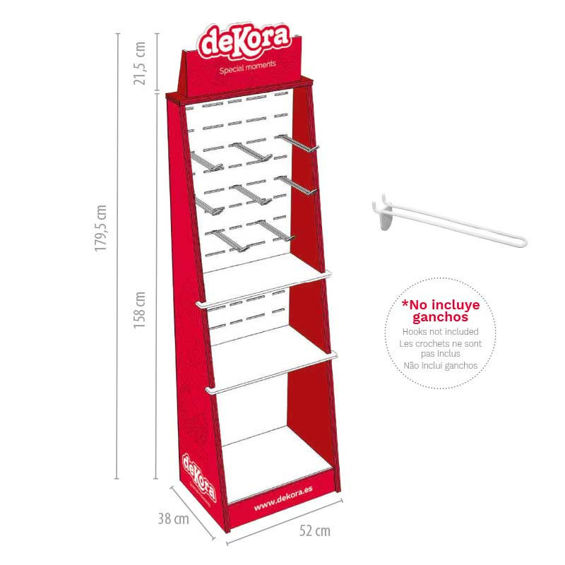 EXPOSITOR RETAIL SIN GANCHOS  544X384X1605 MM