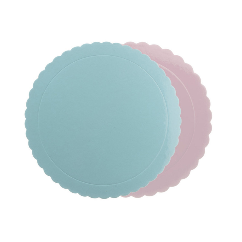 PLATO REDONDO PARA TARTA ONDULADO AZUL / ROSA 3MM D 35CM