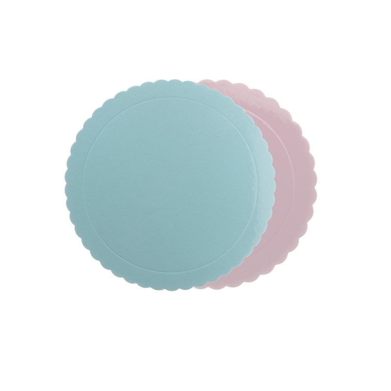 PLATO REDONDO PARA TARTA ONDULADO AZUL / ROSA 3MM D 30CM