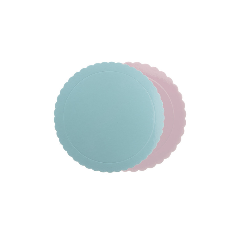 PLATO REDONDO PARA TARTA ONDULADO AZUL / ROSA 3MM D 25CM