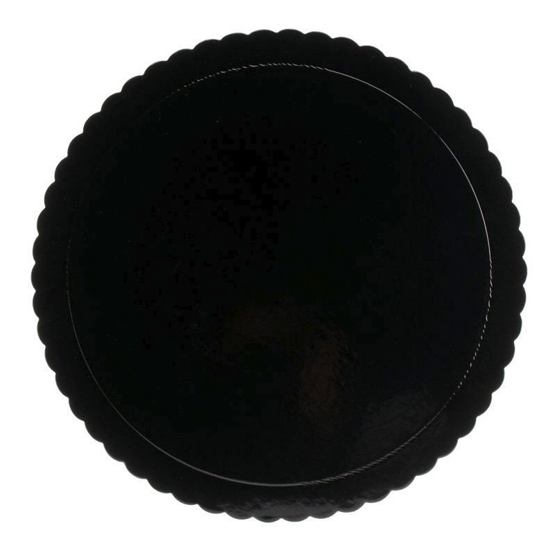 PLATO REDONDO PARA TARTA NEGRO BORDE ONDULADO D 35 CM H 3 MM