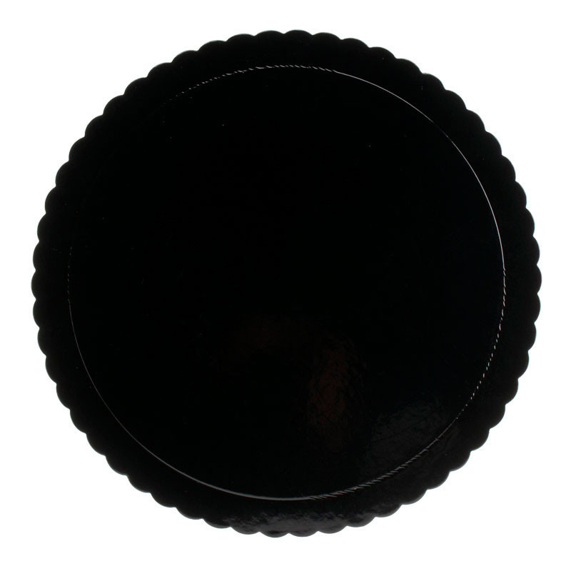 PLATO REDONDO PARA TARTA NEGRO BORDE ONDULADO D 30 CM H 3 MM
