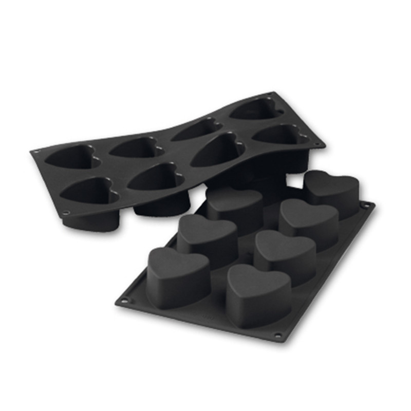 MOLDE SILICONA 8 FORMAS CORAZÓN 60x35 MM