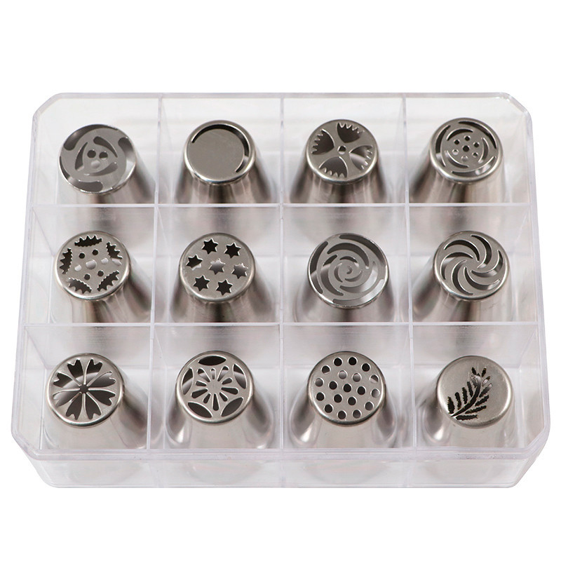 KIT 12 BOQUILLAS RUSAS DE ACERO INOXIDABLE D 37X42MM