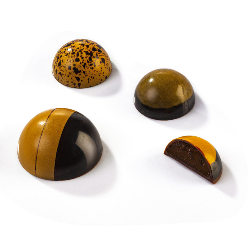 MOLDE POLICARBONATO CHOCOLATE MEDIA ESFERA 24 FORMAS D 30 MM
