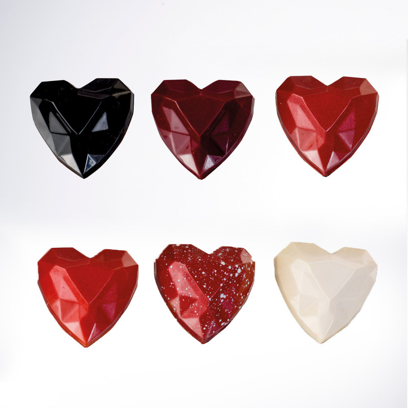 MOLDE POLICARBONATO CORAZÓN DIAMANTE 33X33H15MM 24 PIEZAS