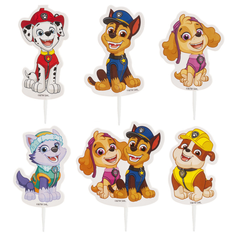 CAKE TOPPERS PAPEL PATRULLA CANINA 6 MODELOS 30 UNIDADES