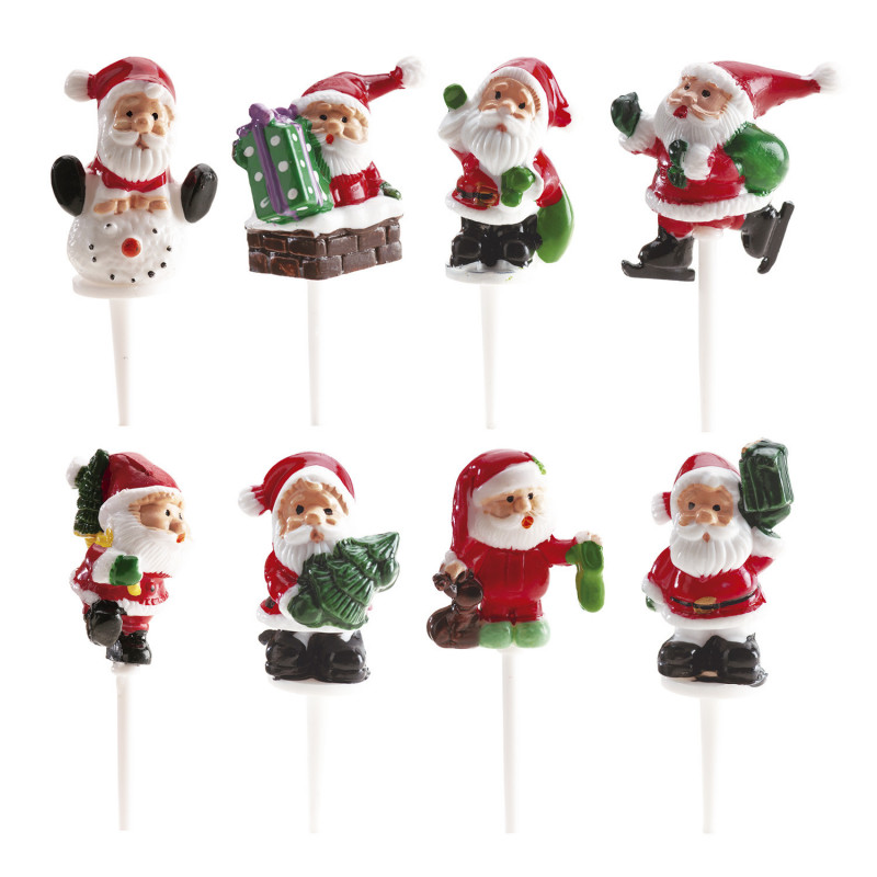 FIGURAS DE PLÁSTICO PAPÁ NOEL 8 MODELOS 3CM