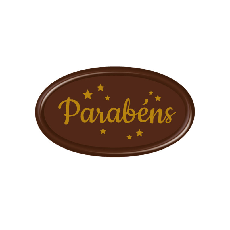 LETRERO CHOCOLATE NEGRO PARABENS 46X26MM