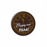 RELOJ CHOCOLATE NEGRO  HAPPY NEW YEAR D 50MM