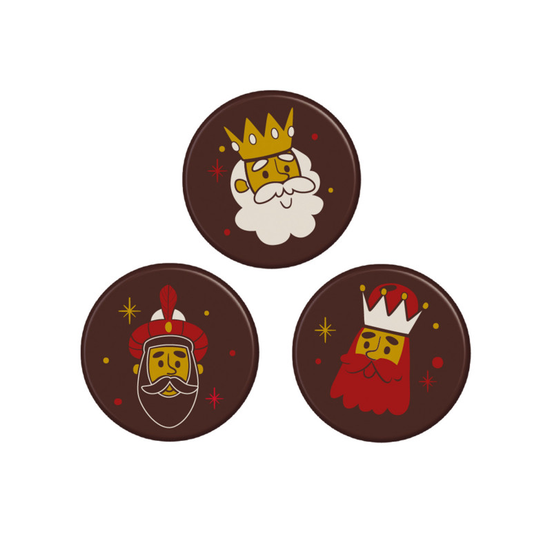 DISCOS CHOCOLATE NEGRO REYES MAGOS D 30MM