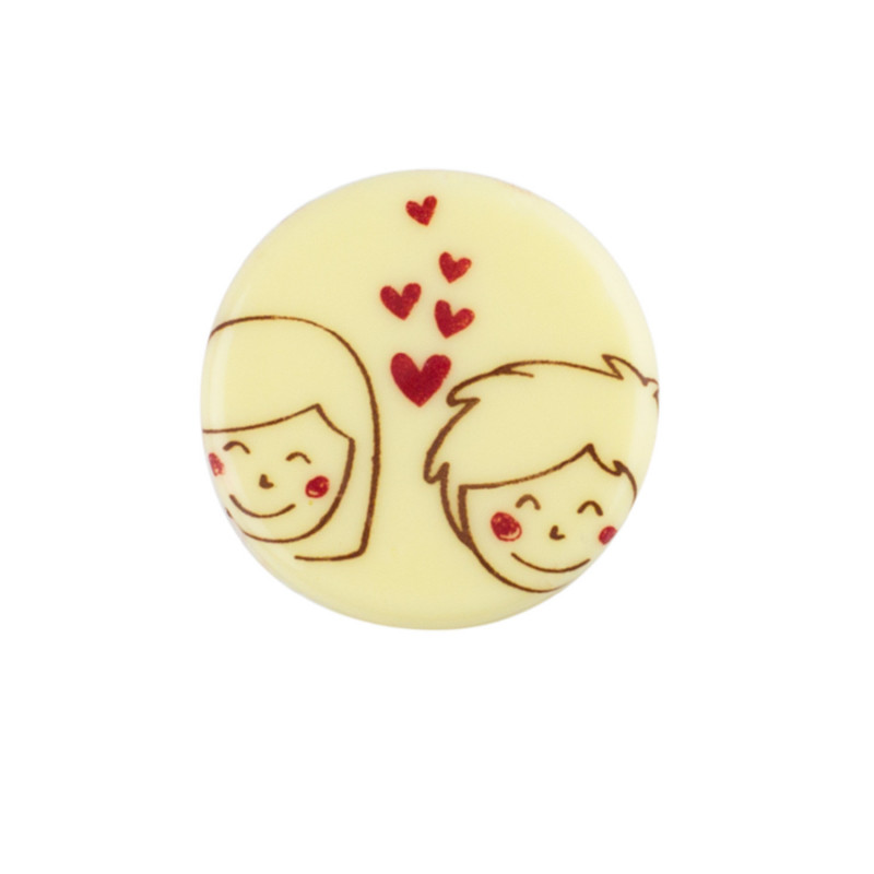 PLACA CHOCOLATE BLANCO ENAMORADOS D 30MM