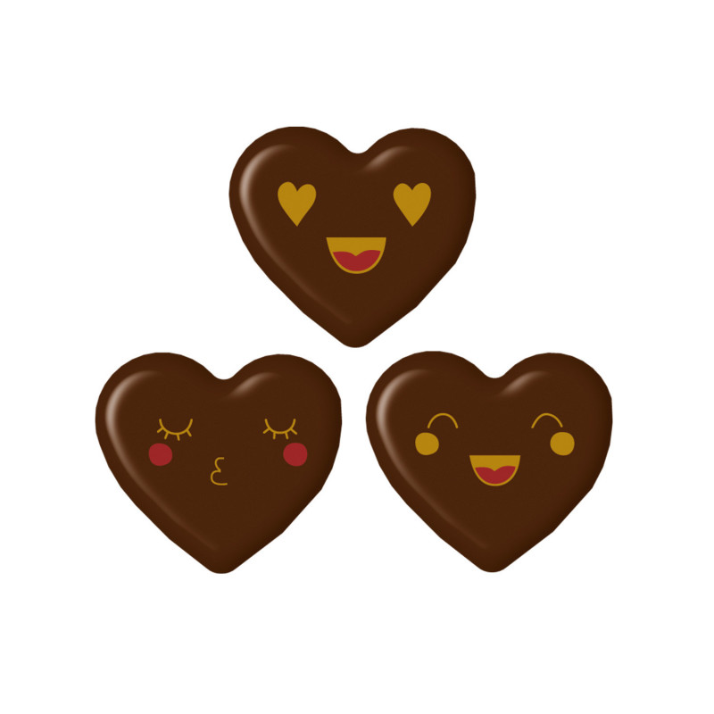 SET CORAZONES DE CHOCOLATE CARITAS 30X27MM