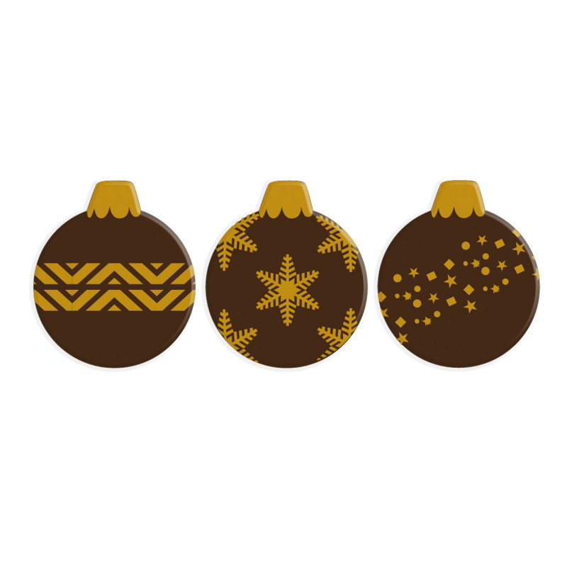 BOLAS DE NAVIDAD 2D CHOCOLATE NEGRO 25X30MM