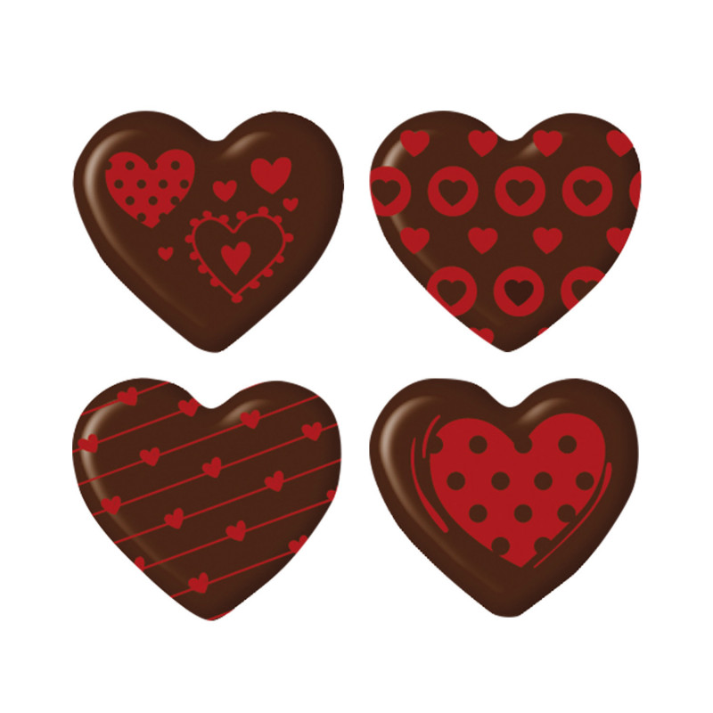 DECORACIÓN CHOCOLATE CORAZONES SURTIDOS 30X27MM