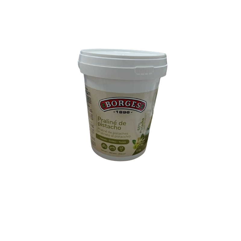 PRALINE PISTACHO TOST. 50% BORGES, BOTE 1 KG