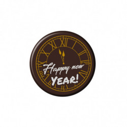 RELOJ CHOCOLATE NEGRO  HAPPY NEW YEAR D 50MM