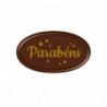 LETRERO CHOCOLATE NEGRO PARABENS 46X26MM