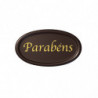 LETRERO CHOCOLATE OVALADO PARABENS SIN E171  46X26MM