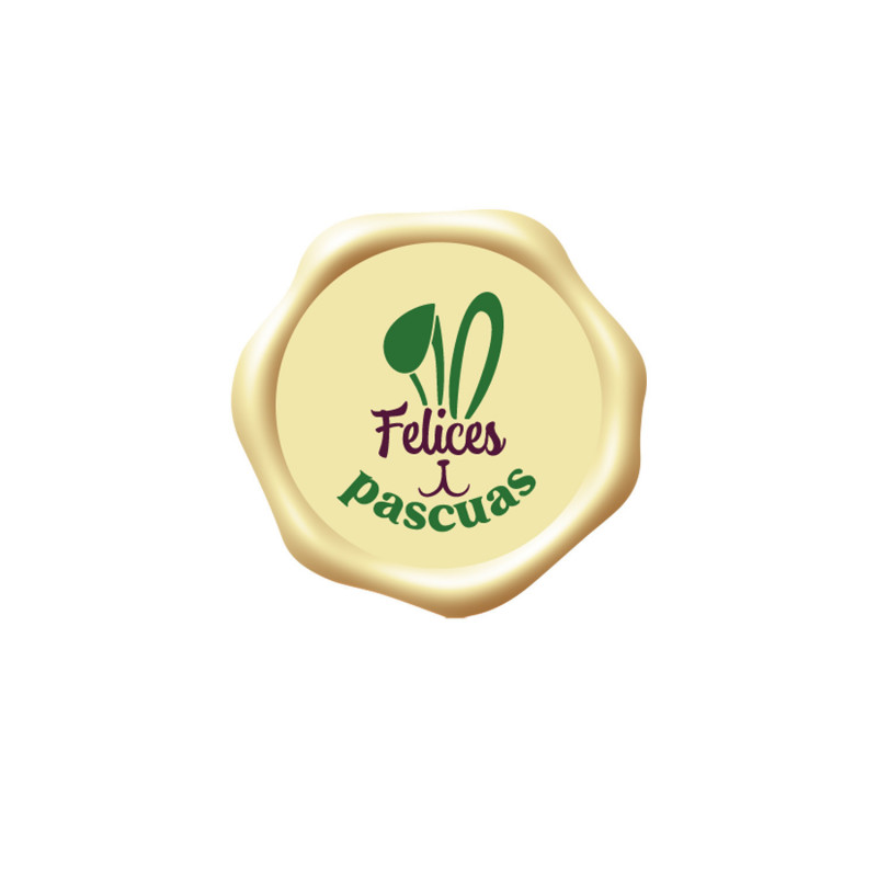 PLACA DE CHOCOLATE BLANCO FELICES PASCUAS Ø 34MM