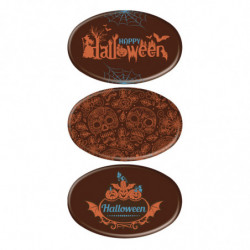 LETRERO OVALADO DE CHOCOLATE HALLOWEEN 55X35MM