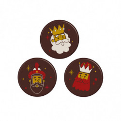 DISCOS CHOCOLATE NEGRO REYES MAGOS D 30MM
