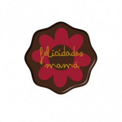 FLOR DE CHOCOLATE NEGRO FELICIDADES MAMÁ 45X45 MM
