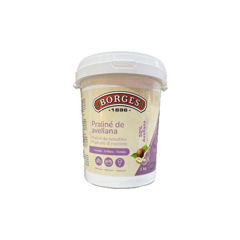 PRALINE AVELLANA TOSTADA 50% BORGES, BOTE 1 KG